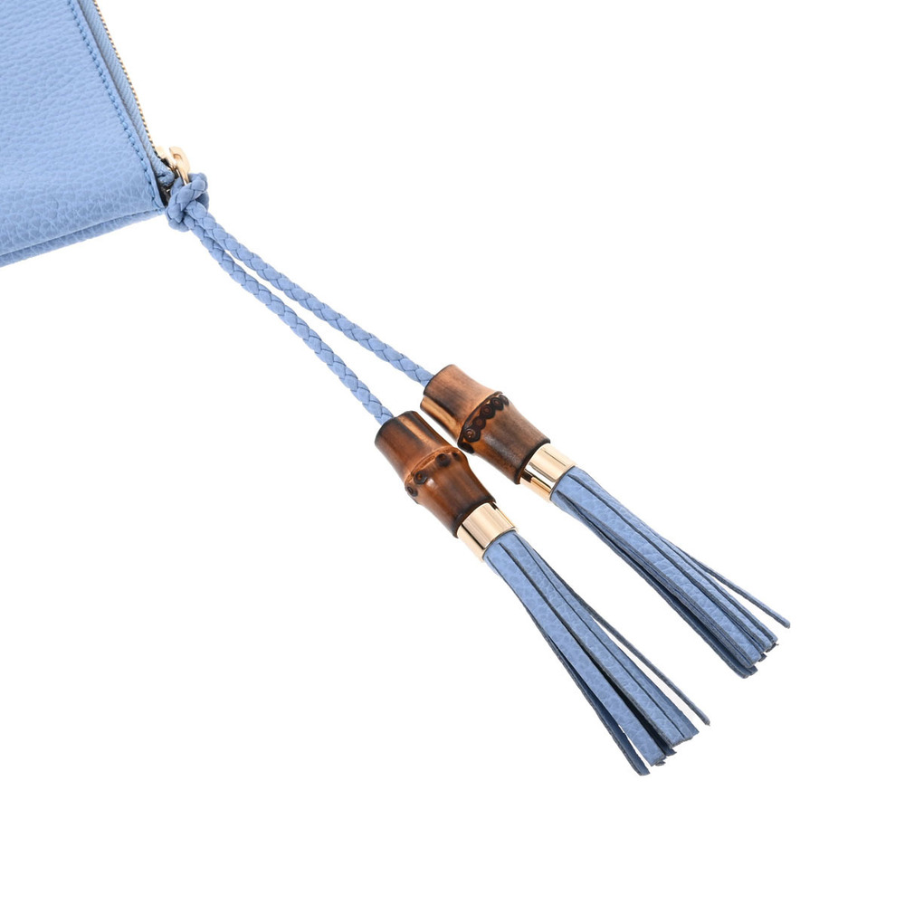 Gucci Bag Blue Clutch Leather Bamboo - Picture 8 of 11
